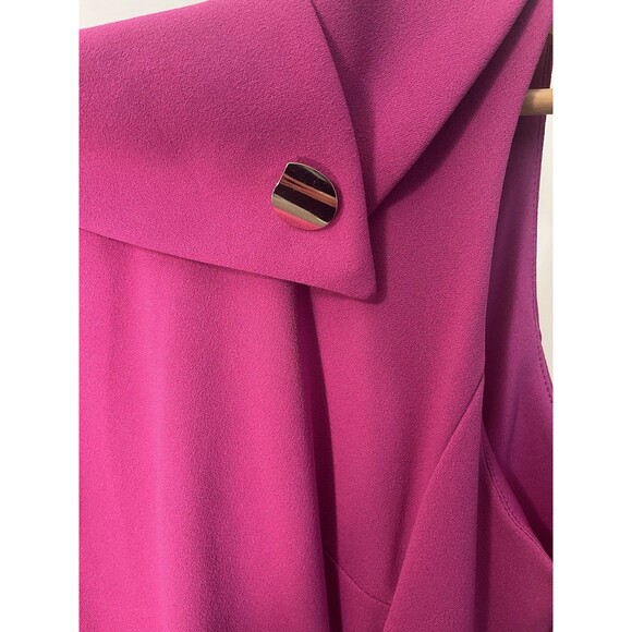 Tahari Asl Draped Neckline Sheath Sleeveless Magenta Midi Dress Women’s Size 8 - Picture 5 of 11